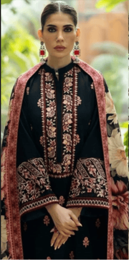3 Piece, Unstitched fully Embroidered Dhanak Fabric AJ-980