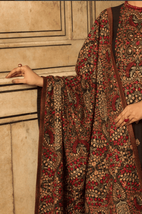 3 Piece - Unstitched Heavy Embroided Dhanak Suit With Fully Embroided Dhanak Shawl BR-865