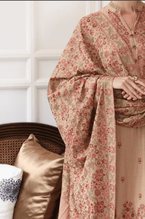 3 Piece - Unstitched Fully Embroided Dhanak Fabric With Embroided Dhanak shawl BR-685