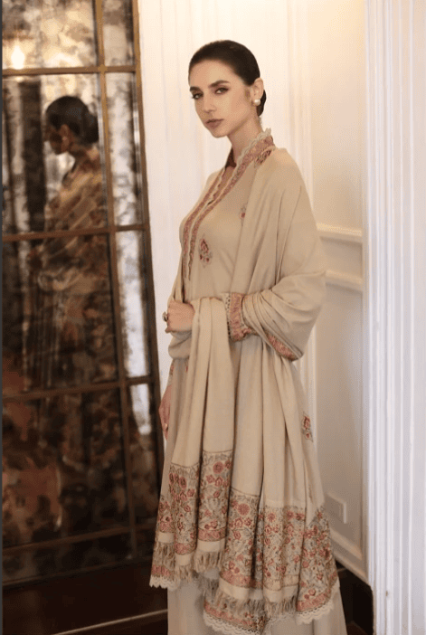 3 Piece - Unstitched Fully Embroided Dhanak Fabric With Embroided Shawl BR-660