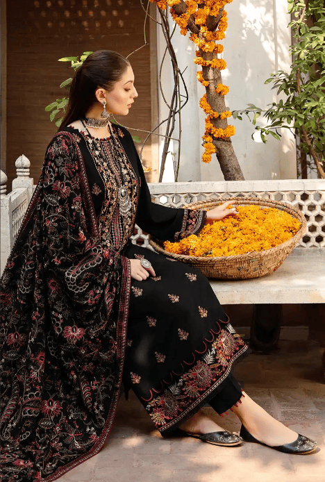 3 Piece - Unstitched Fully Embroided Dhanak Fabric with Embroidered Shawl