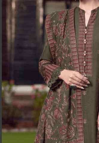 3 Piece - Unstitched Embroidered Dhanak Suit With Embroidered Shawl BR-925