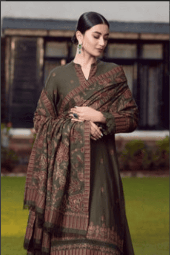 3 Piece - Unstitched Embroidered Dhanak Suit With Embroidered Shawl BR-925