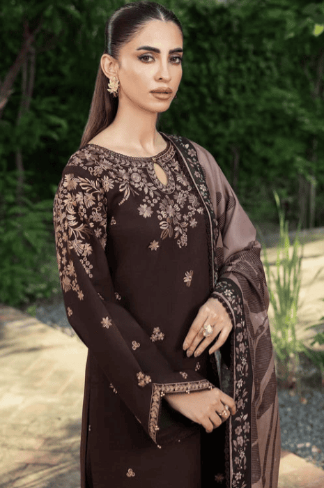 3 Piece - Unstitched Fully Embroidered Dhanak Fabric BQ-140