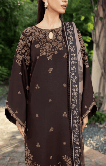3 Piece - Unstitched Fully Embroidered Dhanak Fabric BQ-140