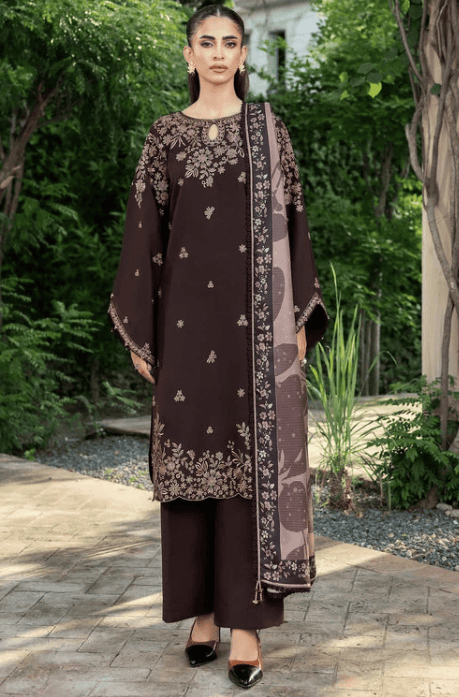 3 Piece - Unstitched Fully Embroidered Dhanak Fabric BQ-140