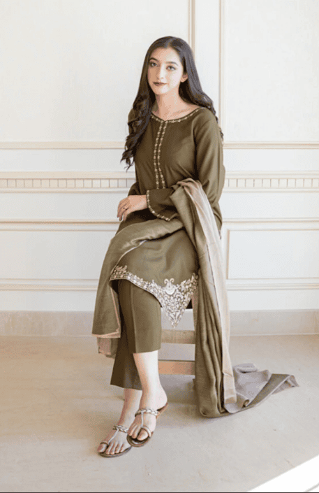 3 Piece - Unstitched Embroided Dhanak Fabric AS-10