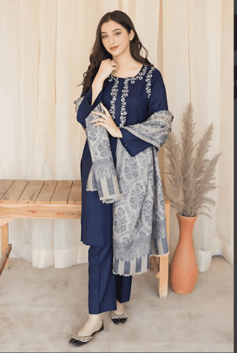 3 Piece - Unstitched Embroided Dhanak Fabric MB-830