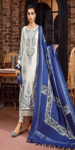 3 Piece - Unstitched Fully Embroided Dhanak Fabric With Wool Shawl MB-715