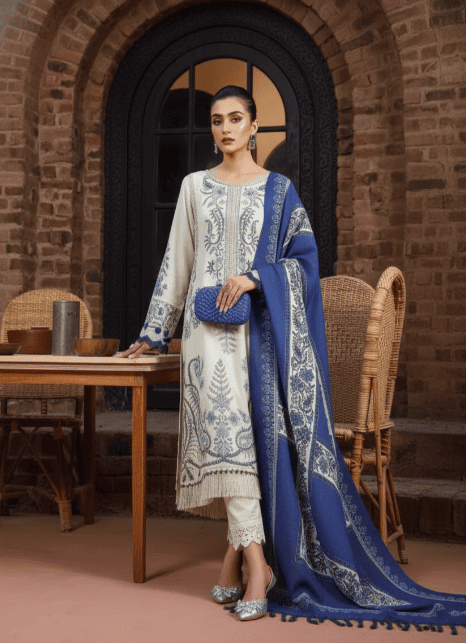 3 Piece - Unstitched Fully Embroided Dhanak Fabric With Wool Shawl MB-715