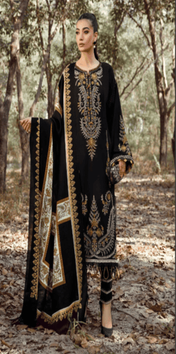3 Piece - Unstitched Fully Embroided Dhanak Fabric With Wool shawl MB-700