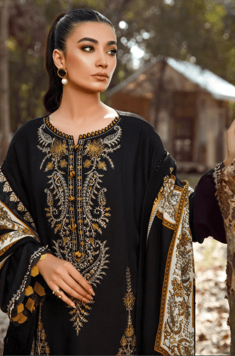 3 Piece - Unstitched Fully Embroided Dhanak Fabric With Wool shawl MB-700