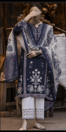 3-Pieces Unstitched Fully Embroidered Dhanak Suit AK-905