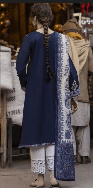 3-Pieces Unstitched Fully Embroidered Dhanak Suit AK-905