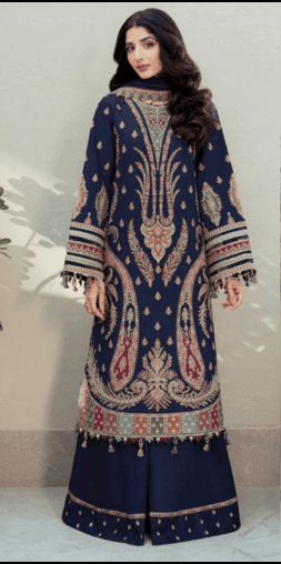3-Pieces Unstitched Fully Embroidered Dhanak Suit JZ-2990