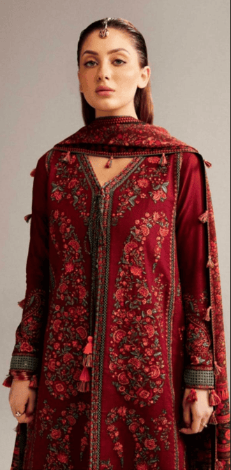 3-Pieces Dhanak Embroidered Fully Suit HR-730