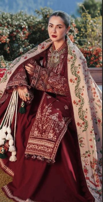 3-Pieces Dhanak Embroidered Fully Suit HR-890