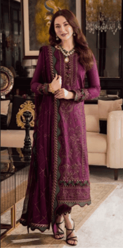 3-Piece Unstitch Embroidered Dhanak Suit AJ-2885