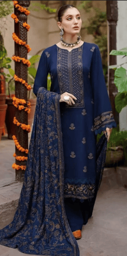 3-Piece Unstitch Embroidered Dhanak Suit BR-605
