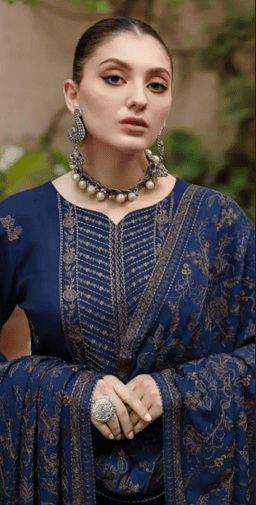 3-Piece Unstitch Embroidered Dhanak Suit BR-605