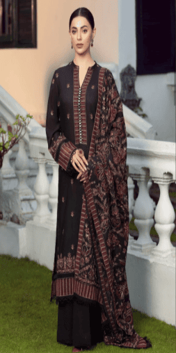 3 Piece - Fully Embroided Dhanak Suit With Embroided Dhanak Shawl BR-1020