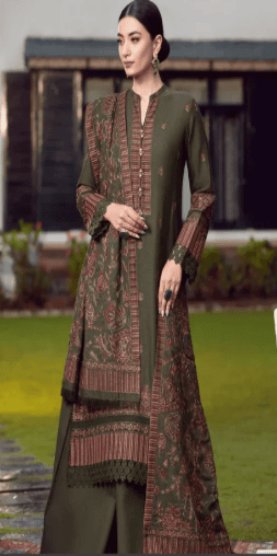 3 Piece - Unstitched Embroidered Dhanak Suit With Embroidered Shawl BR-925