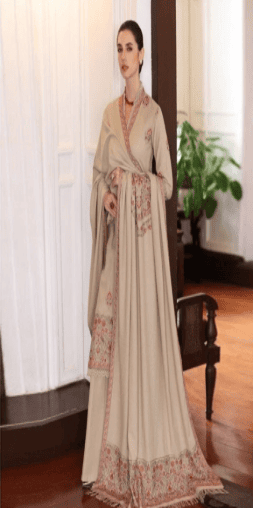 3 Piece - Unstitched Fully Embroided Dhanak Fabric With Embroided Shawl BR-660