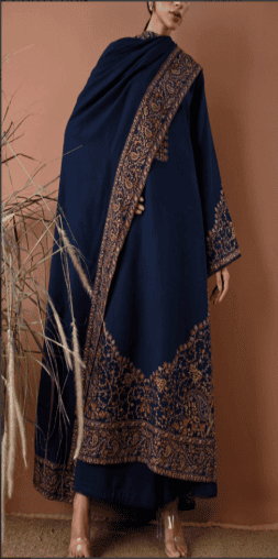 BT 2880A - 3 Piece Unstitched Embroidered Dhanak Fabric With Embroidered Dhanak Shawl