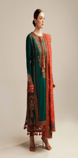 3 Piece - Unstitched Fully Embroidered Suit With Printed Dupatta SP-525