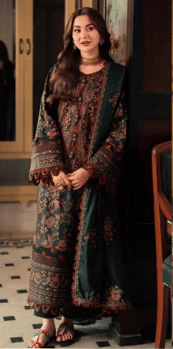 3-Pieces Unstitched Fully Embroidered Dhanak Suit AJ-2915