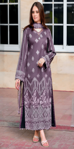 3 Piece - Unstitched Fully Embroidered Dhanak Fabric NS-915