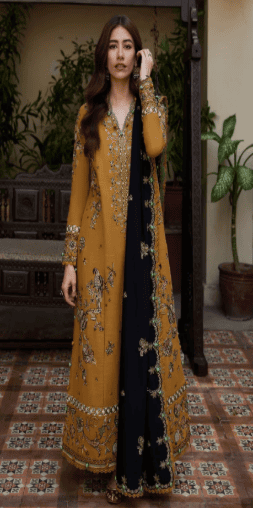 Dhanak Fabric - 3 Piece Unstitched Embroidered Dress With Printed Shawl ZH 3060