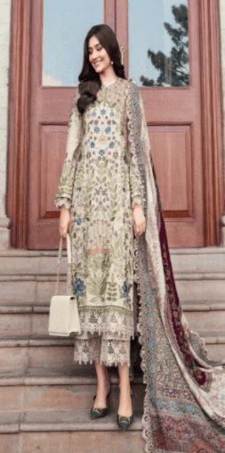 3 Piece - Unstitched Fully Embroidered Dhanak Fabric MB-555