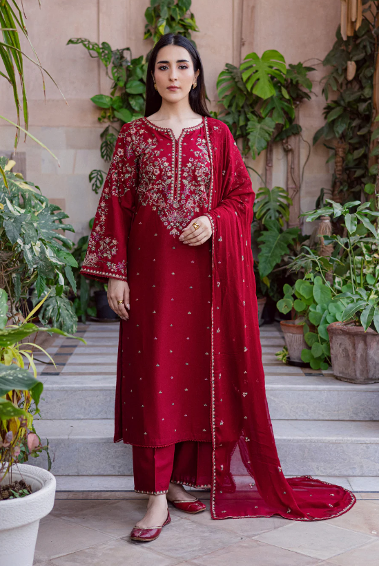 3 Piece - Unstitched Embroidered Lawn Fabric BT-2700 - Image 5