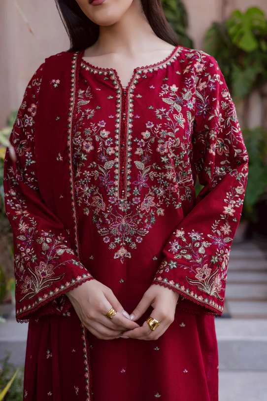 3 Piece - Unstitched Embroidered Lawn Fabric BT-2700 - Image 2