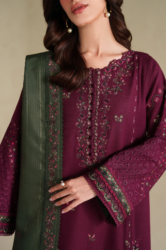 3 Piece - Unstitched Embroidered Lawn Fabric BT-2700 - Image 7