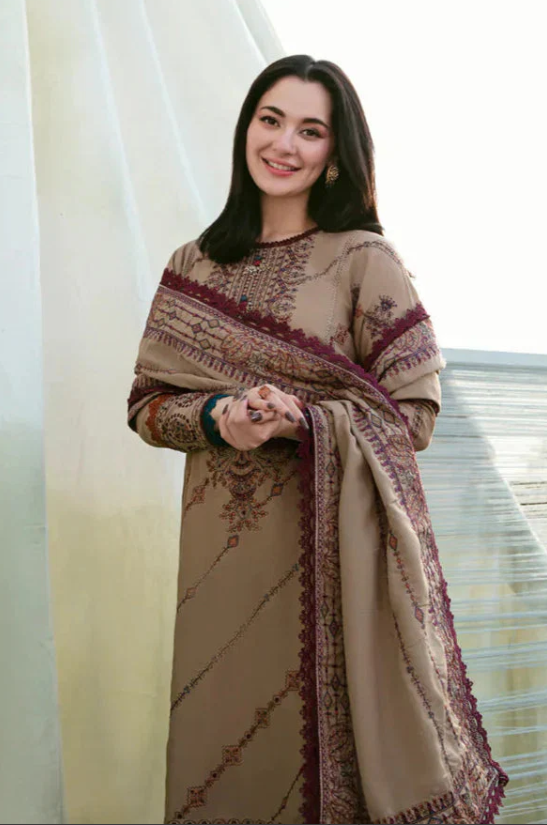 3 Piece - Unstitched Fully Embroidered Dhanak Fabric FL-895 - Image 2