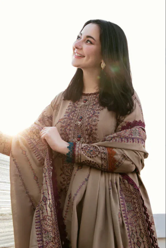 3 Piece - Unstitched Fully Embroidered Dhanak Fabric FL-895 - Image 4
