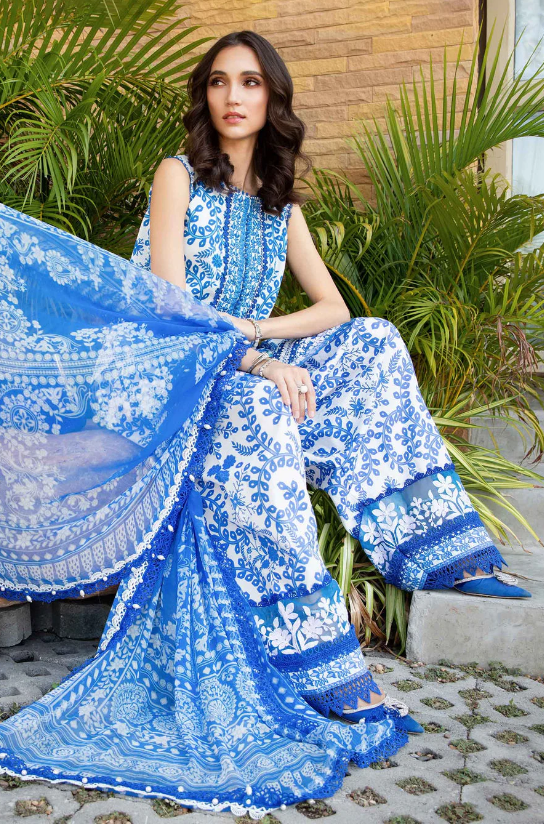 3 Piece - Unstitched Digital Printed Lawn Fabric MB-462 - Image 2