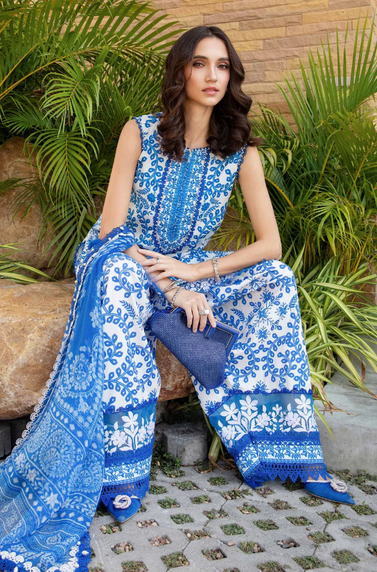 3 Piece - Unstitched Digital Printed Lawn Fabric MB-462 - Image 3