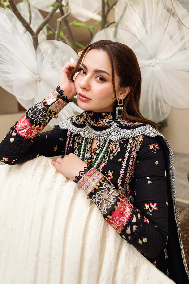 3 Piece - Unstitched Fully Embroidered Lawn Fabric QL-2655 - Image 4