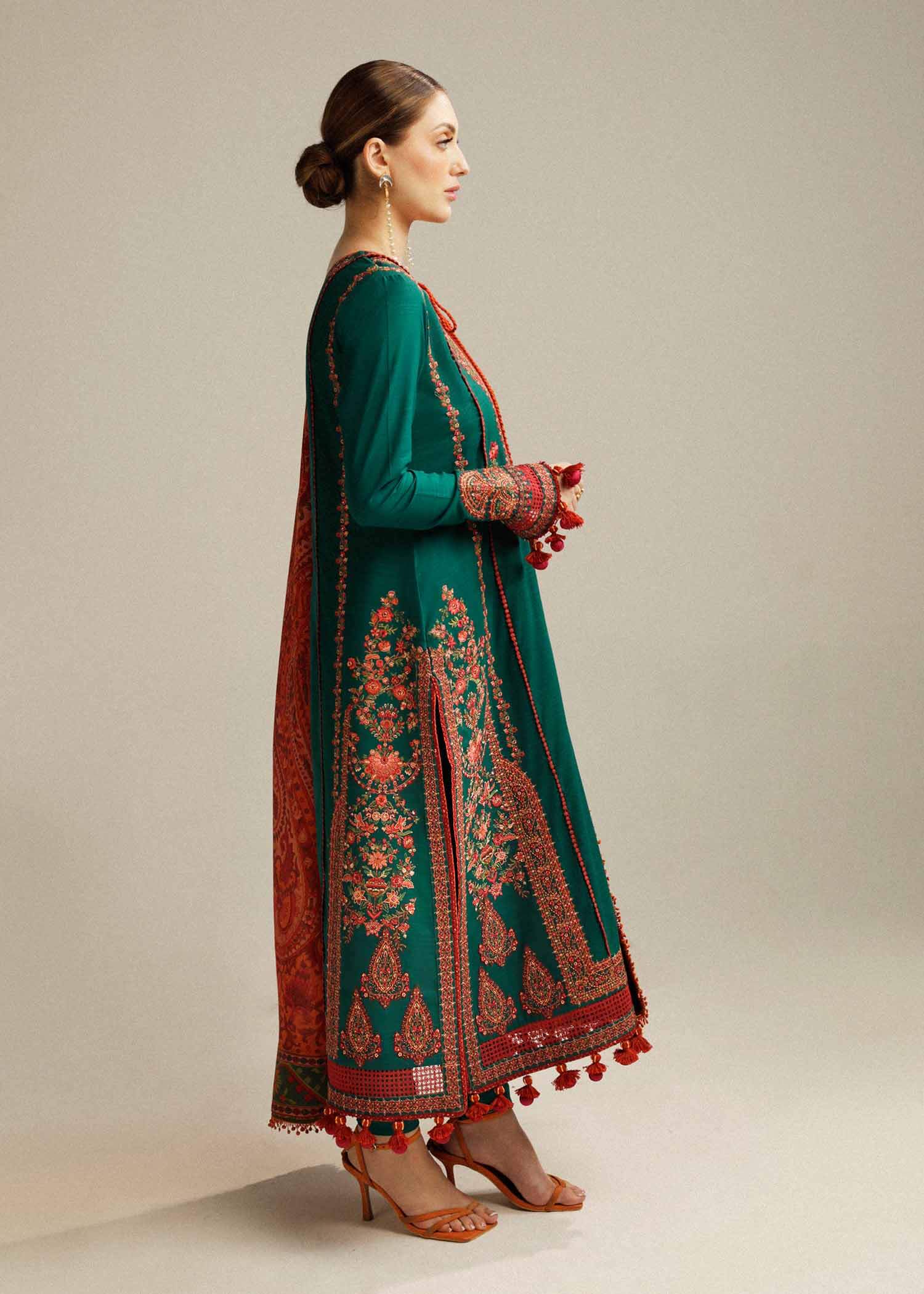 3 Piece - Unstitched Fully Embroidered Lawn Suit With Printed Dupatta SP-525 - Image 4