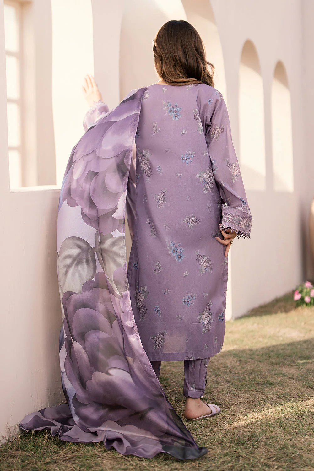 3 Piece - Unstitched Digital Printed Lawn Fabric With Lawn Dupatta - Image 5