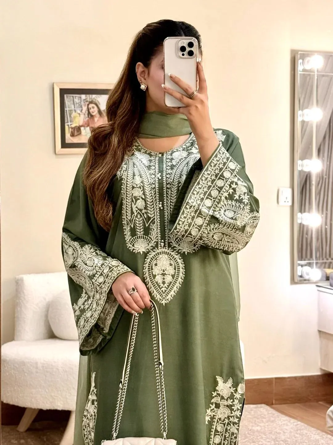 3 Piece - Unstitched Embroidered Lawn Fabric MR-2740 - Image 2