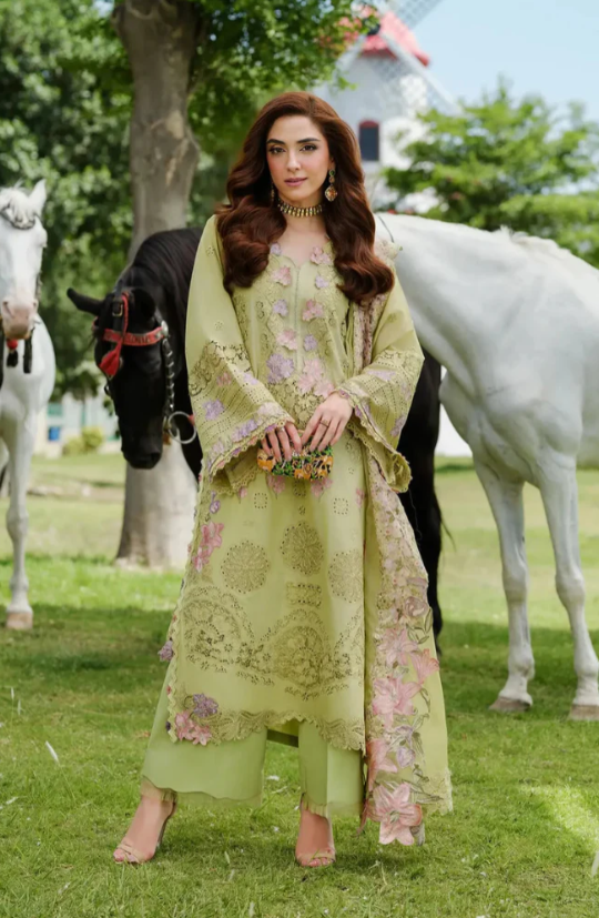 3 Piece - Unstitched Luxury Embroidered Lawn Fabric MR-2730 - Image 6