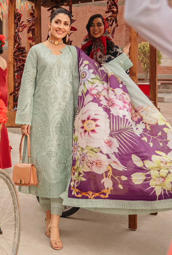 3 Piece - Unstitched Luxury Embroidered Lawn Fabric MR-2730 - Image 2