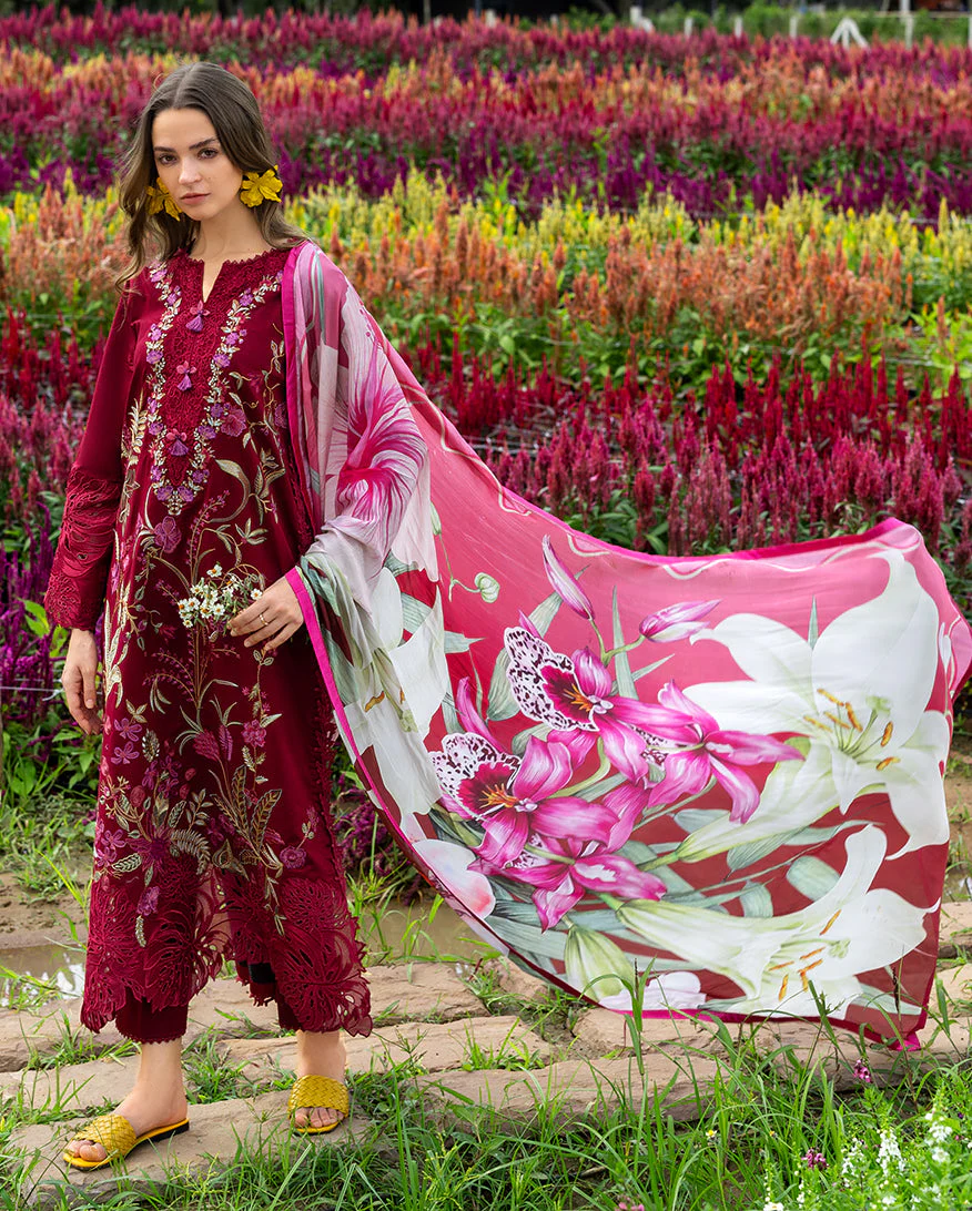 3 Piece - Unstitched Embroidered Lawn Fabric MS-2750 - Image 2