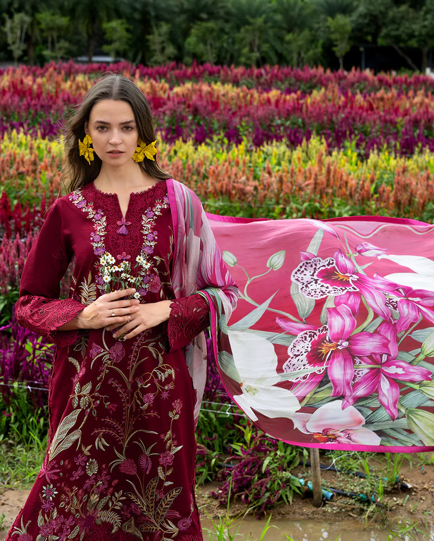 3 Piece - Unstitched Embroidered Lawn Fabric MS-2750 - Image 3